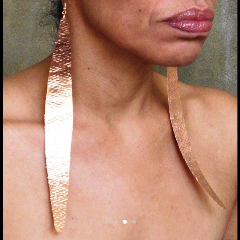 African Ethnic Tribal Long Copper Earrings